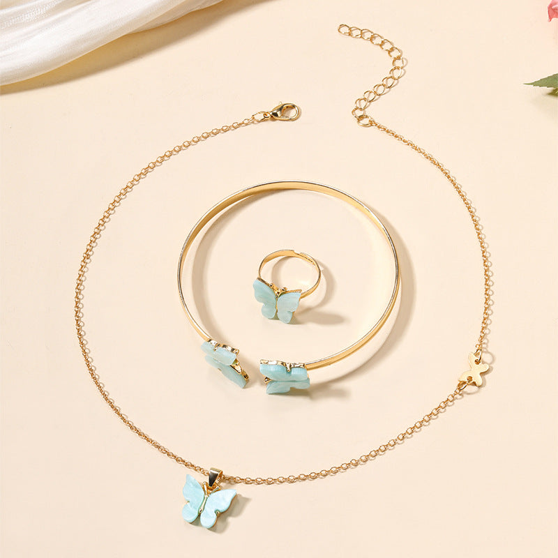 Mint Blue Butterfly Jewelry Set