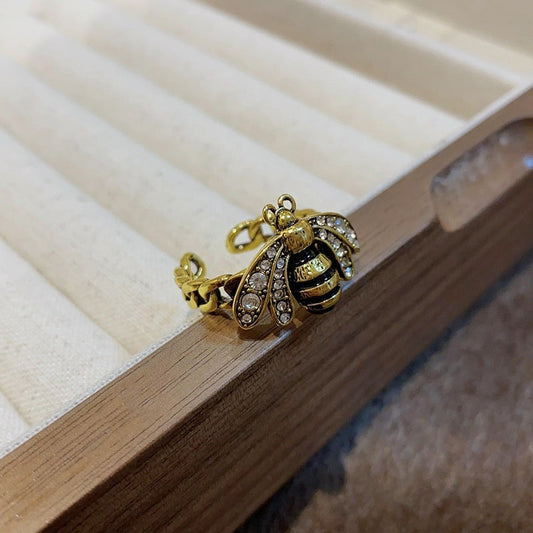 Vintage Distressed Zircon Bee Ring