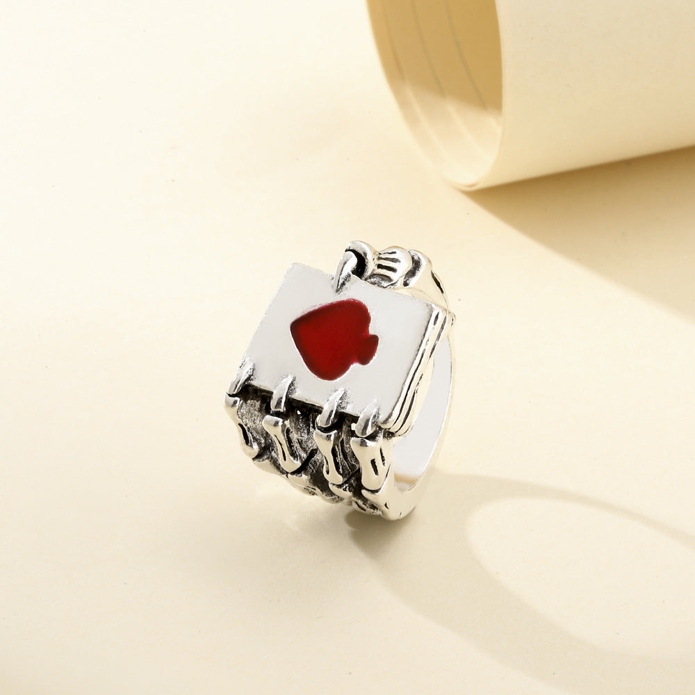 Vintage Unisex Poker Heart Skeleton Ring