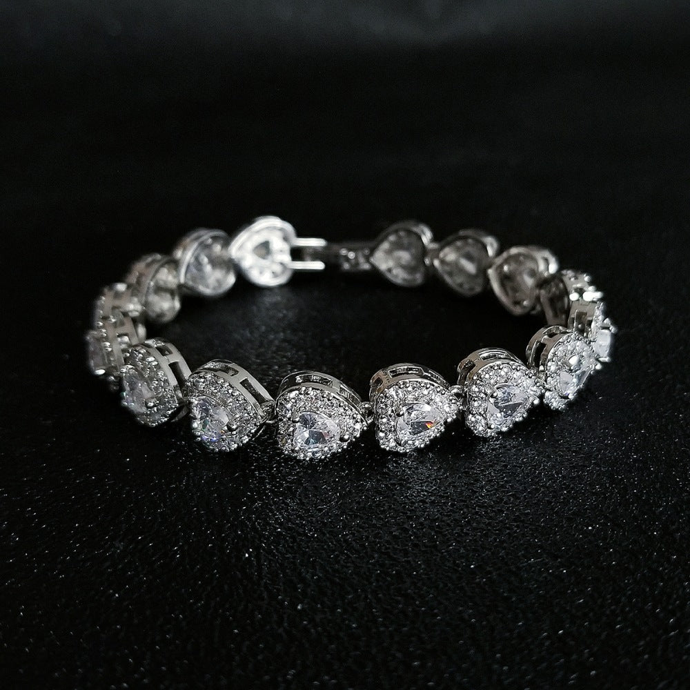 Full Zircon Heart Bracelet