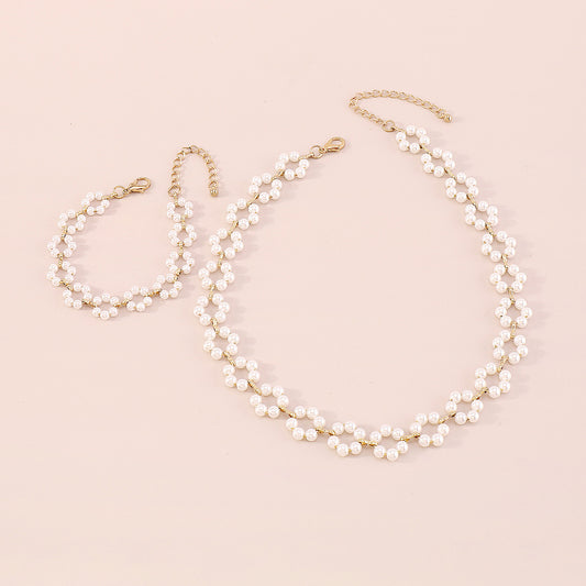 Vintage Hollow Pearl Jewelry Set