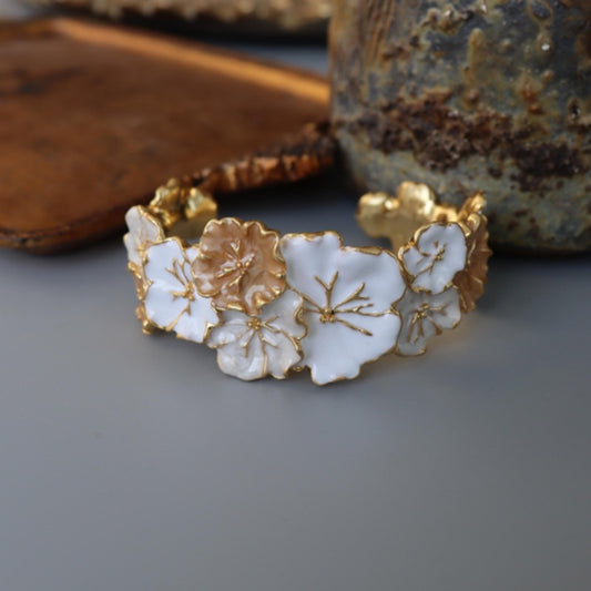 Vintage Camellia Embossed Bracelet