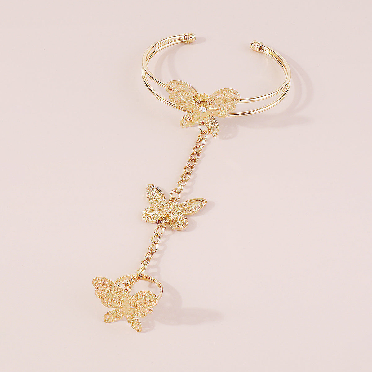 Butterfly Rhinestone Integrated Bracelet Ring