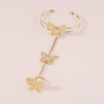 Butterfly Rhinestone Integrated Bracelet Ring