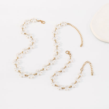 Vintage Hollow Pearl Jewelry Set