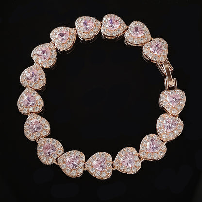 Full Zircon Heart Bracelet