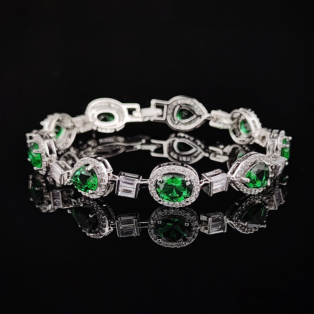 Green Zircon Block Bracelet