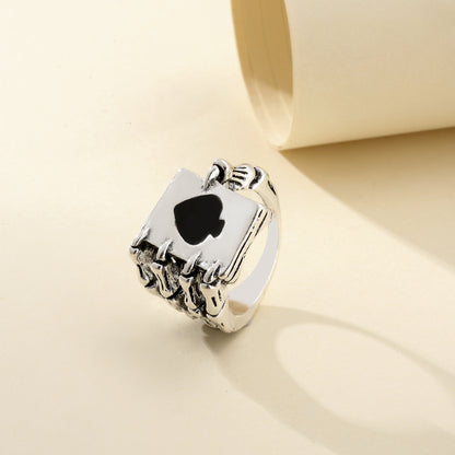 Vintage Unisex Poker Heart Skeleton Ring