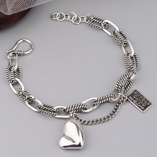 Vintage Asymmetrical Heart Bracelet